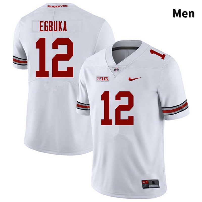 Ohio State Buckeyes Emeka Egbuka Men's #12 White Authentic Stitched College Football Jersey